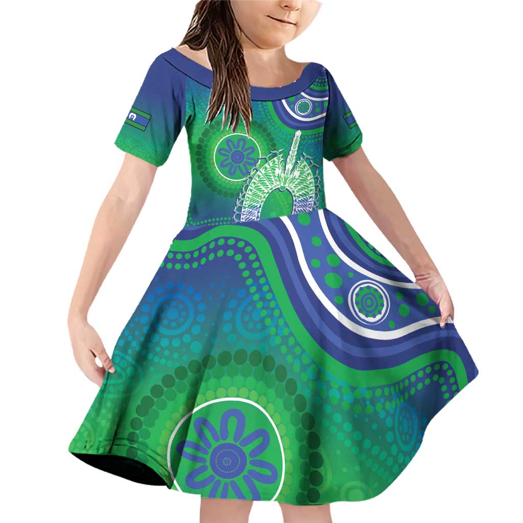 Australia Torres Strait Islanders Family Matching Off Shoulder Short Dress and Hawaiian Shirt Dhari Aboriginal Pattern