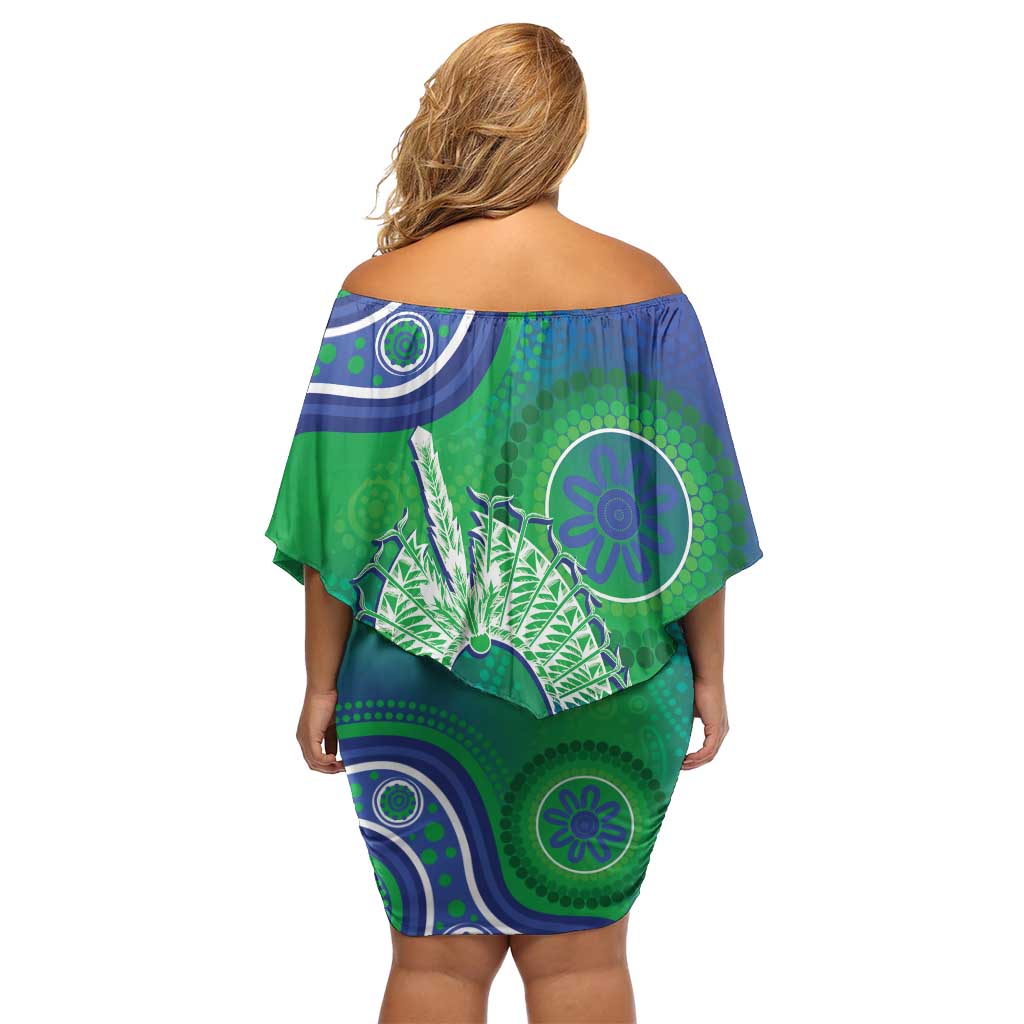 Australia Torres Strait Islanders Family Matching Off Shoulder Short Dress and Hawaiian Shirt Dhari Aboriginal Pattern