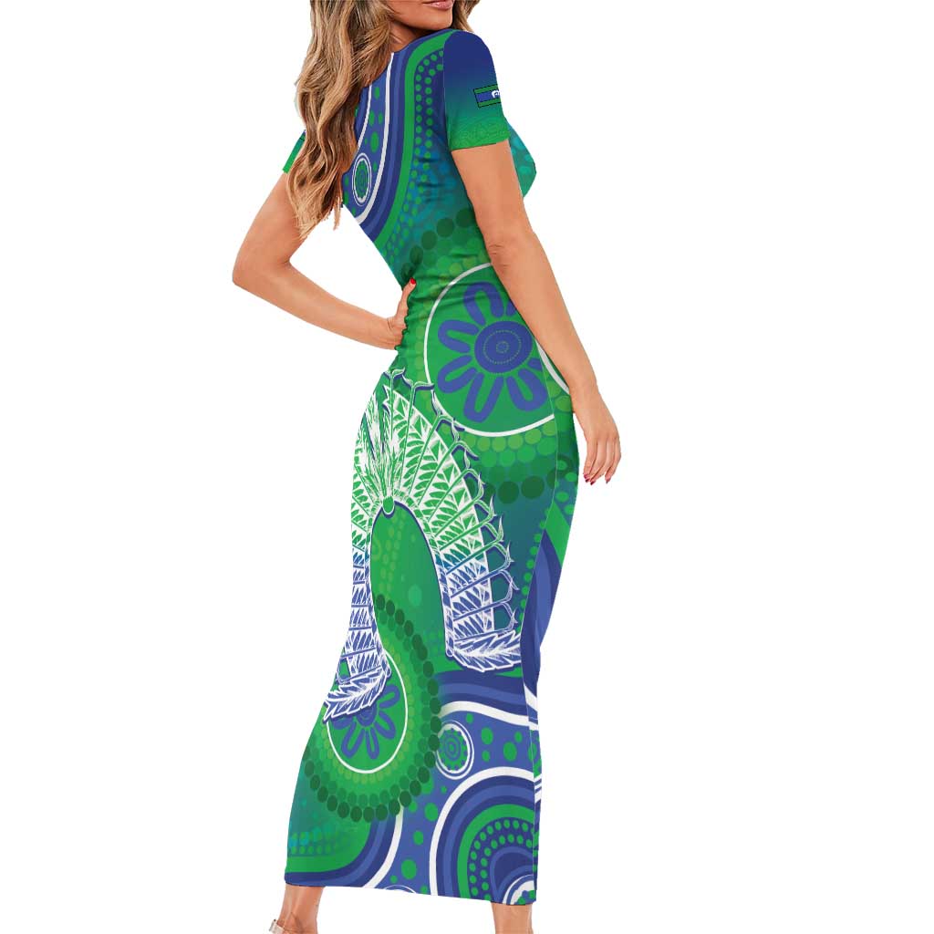 Australia Torres Strait Islanders Family Matching Short Sleeve Bodycon Dress and Hawaiian Shirt Dhari Aboriginal Pattern