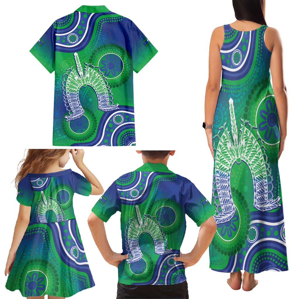 Australia Torres Strait Islanders Family Matching Tank Maxi Dress and Hawaiian Shirt Dhari Aboriginal Pattern