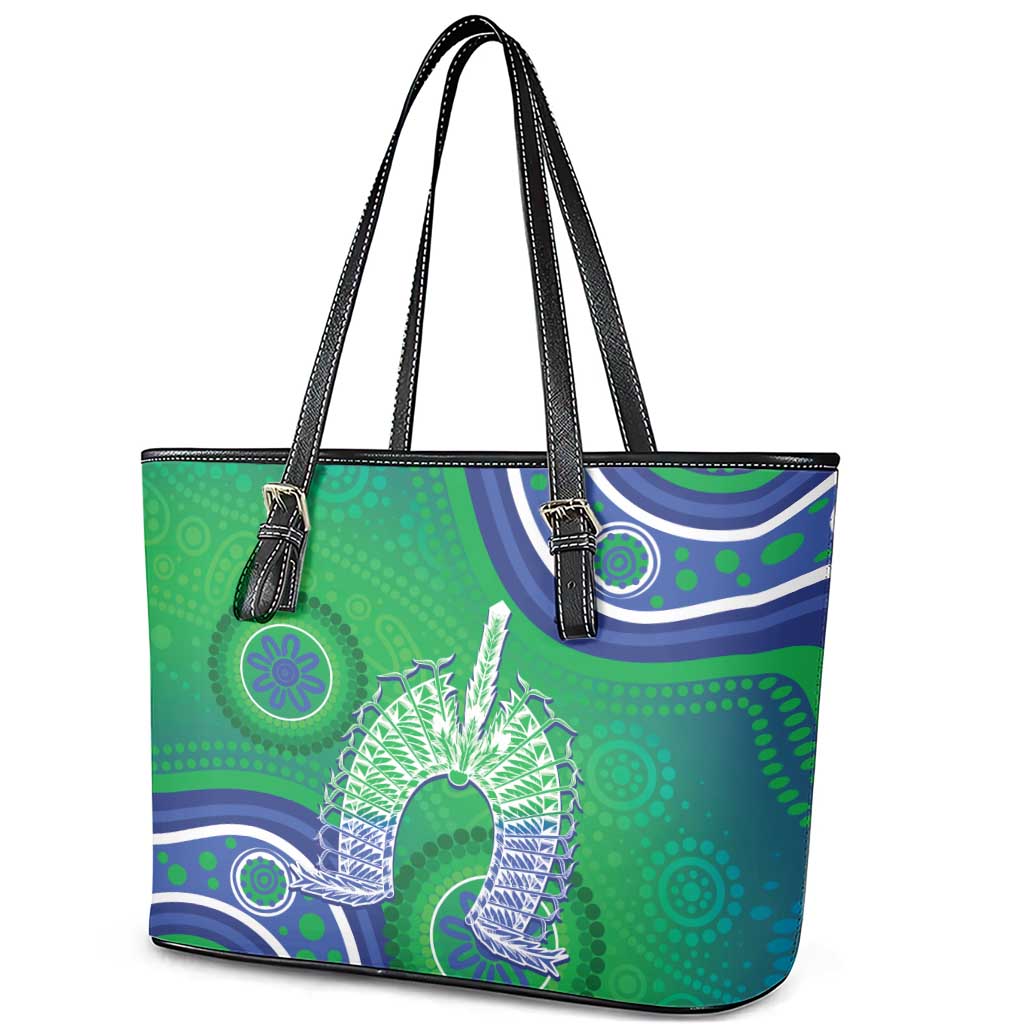 Australia Torres Strait Islanders Leather Tote Bag Dhari Aboriginal Pattern