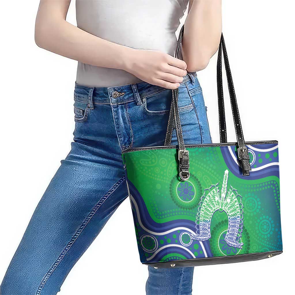 Australia Torres Strait Islanders Leather Tote Bag Dhari Aboriginal Pattern