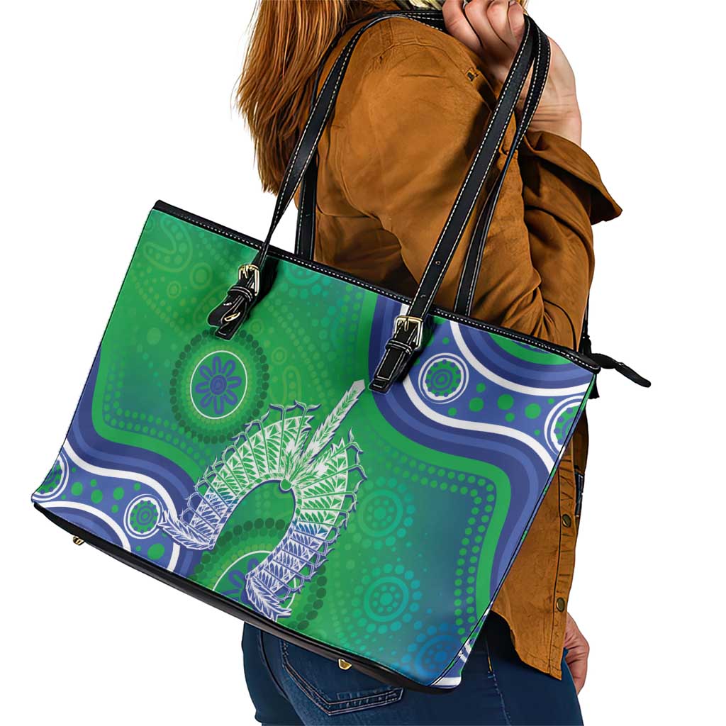 Australia Torres Strait Islanders Leather Tote Bag Dhari Aboriginal Pattern