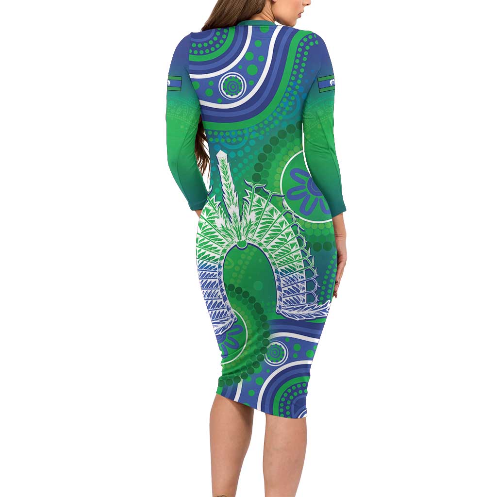 Australia Torres Strait Islanders Long Sleeve Bodycon Dress Dhari Aboriginal Pattern