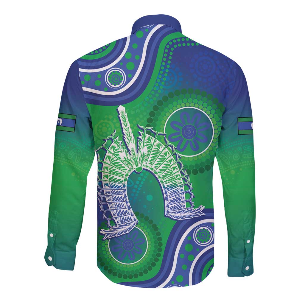 Australia Torres Strait Islanders Long Sleeve Button Shirt Dhari Aboriginal Pattern - Vibe Hoodie Shop