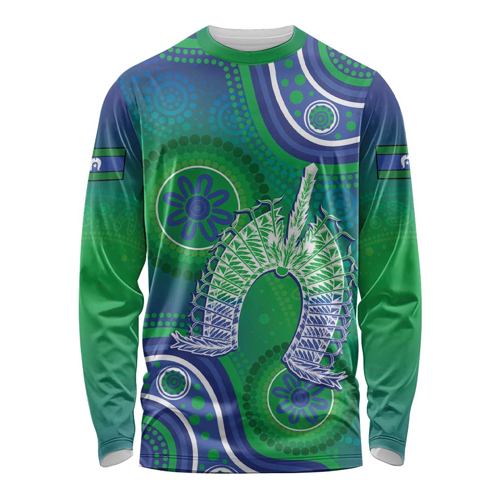 Australia Torres Strait Islanders Long Sleeve Shirt Dhari Aboriginal Pattern - Vibe Hoodie Shop