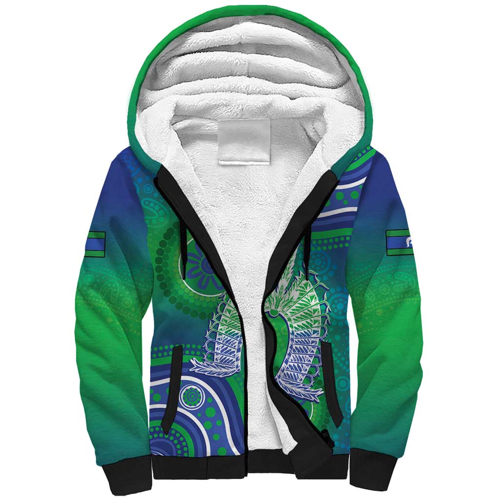 Australia Torres Strait Islanders Sherpa Hoodie Dhari Aboriginal Pattern - Vibe Hoodie Shop