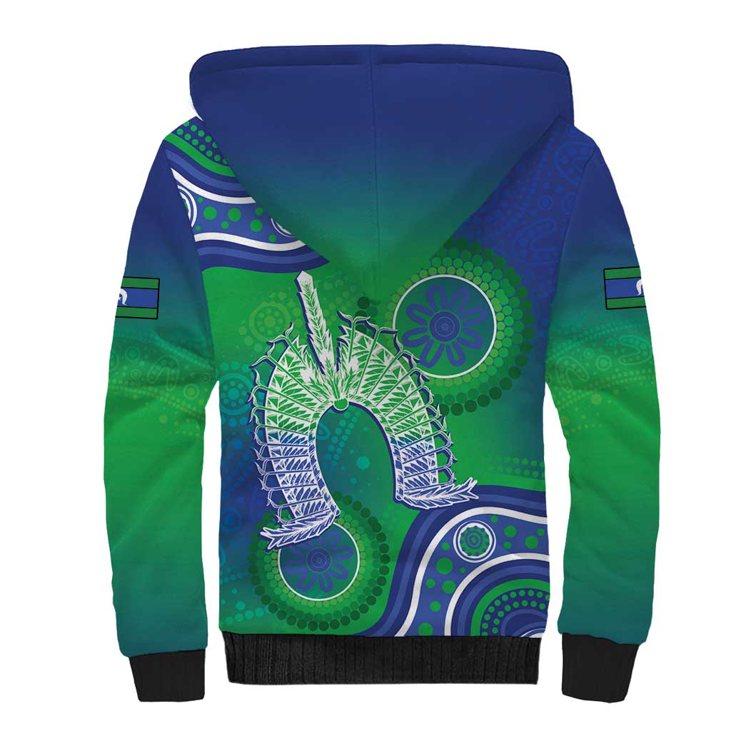 Australia Torres Strait Islanders Sherpa Hoodie Dhari Aboriginal Pattern - Vibe Hoodie Shop