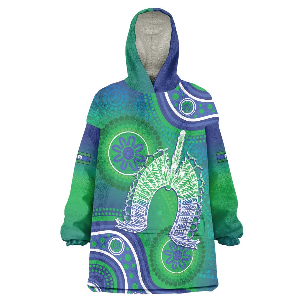 Australia Torres Strait Islanders Wearable Blanket Hoodie Dhari Aboriginal Pattern - Vibe Hoodie Shop