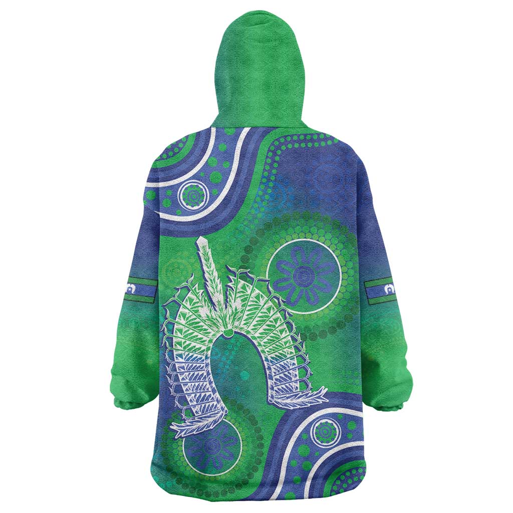 Australia Torres Strait Islanders Wearable Blanket Hoodie Dhari Aboriginal Pattern - Vibe Hoodie Shop