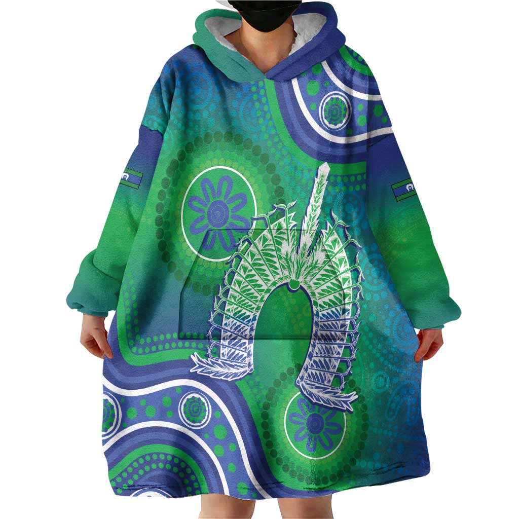 Australia Torres Strait Islanders Wearable Blanket Hoodie Dhari Aboriginal Pattern - Vibe Hoodie Shop