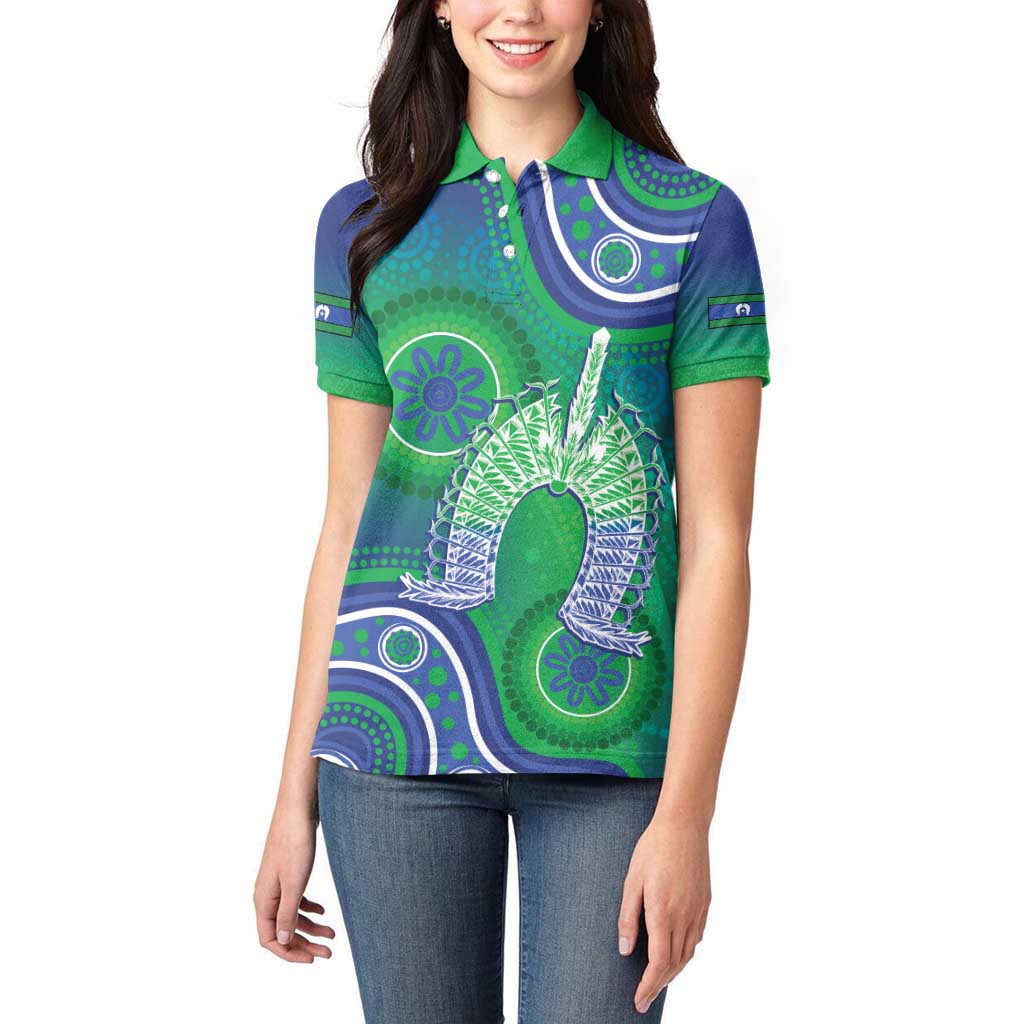 Australia Torres Strait Islanders Women Polo Shirt Dhari Aboriginal Pattern - Vibe Hoodie Shop