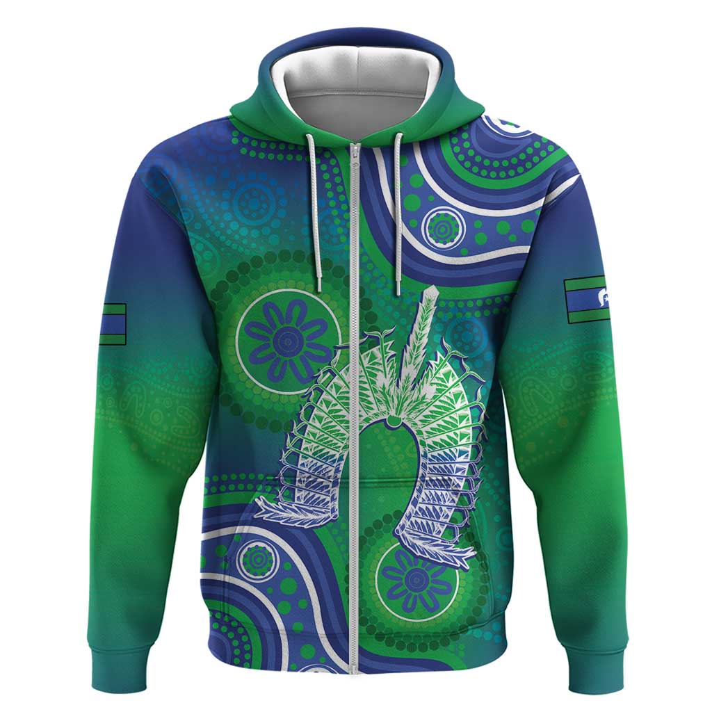 Australia Torres Strait Islanders Zip Hoodie Dhari Aboriginal Pattern - Vibe Hoodie Shop