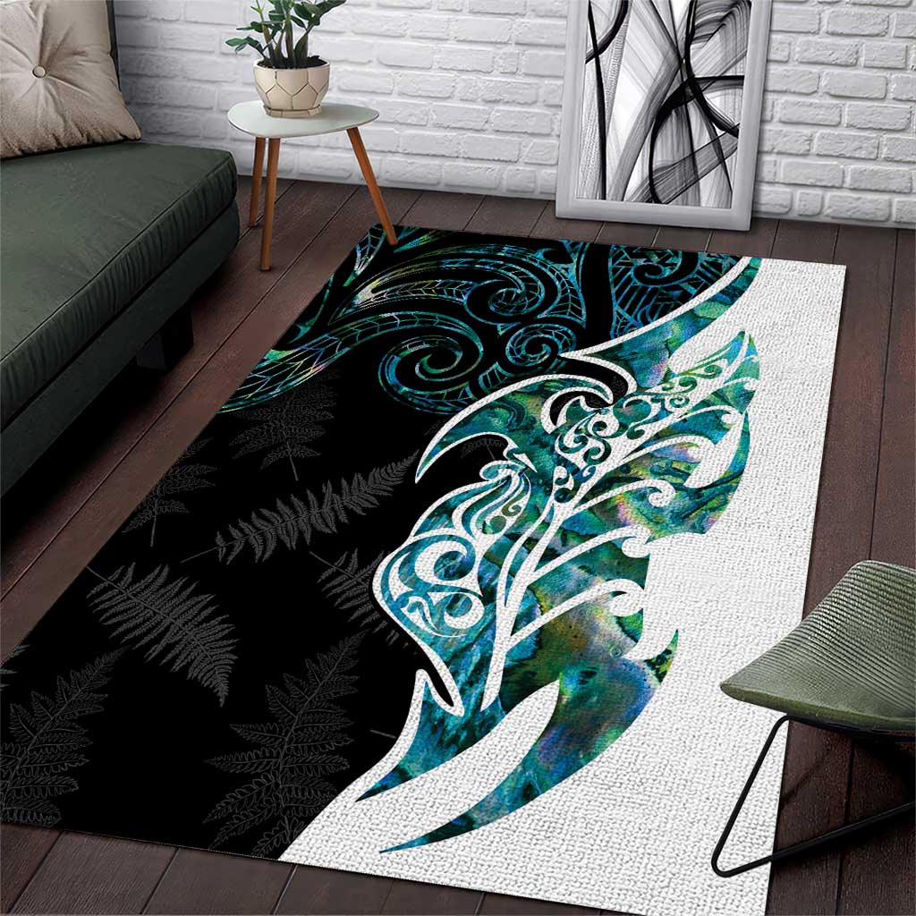 Proud Aotearoa Area Rug Maori Silver Fern Mix Paua Shell Pattern - Vibe Hoodie Shop