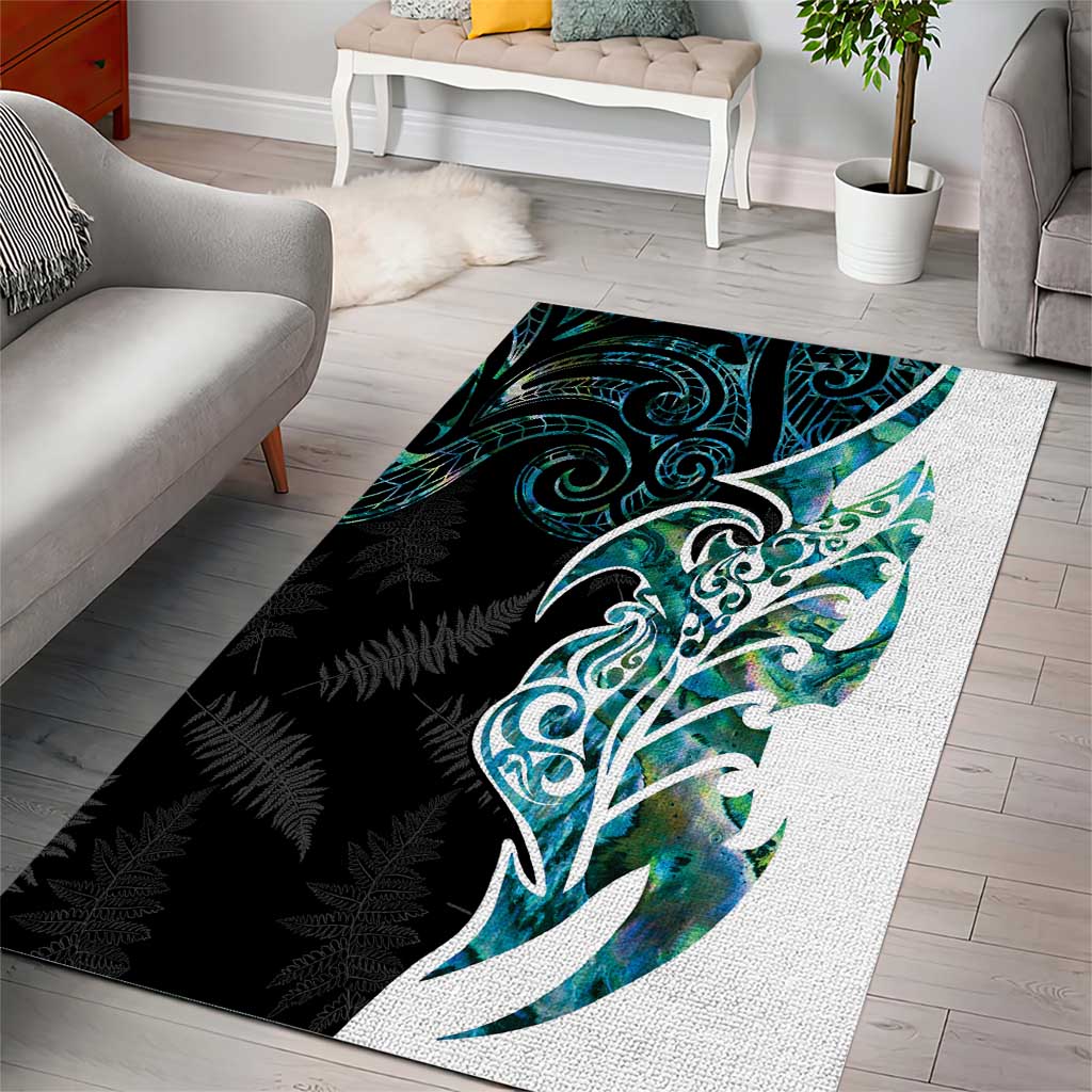 Proud Aotearoa Area Rug Maori Silver Fern Mix Paua Shell Pattern - Vibe Hoodie Shop