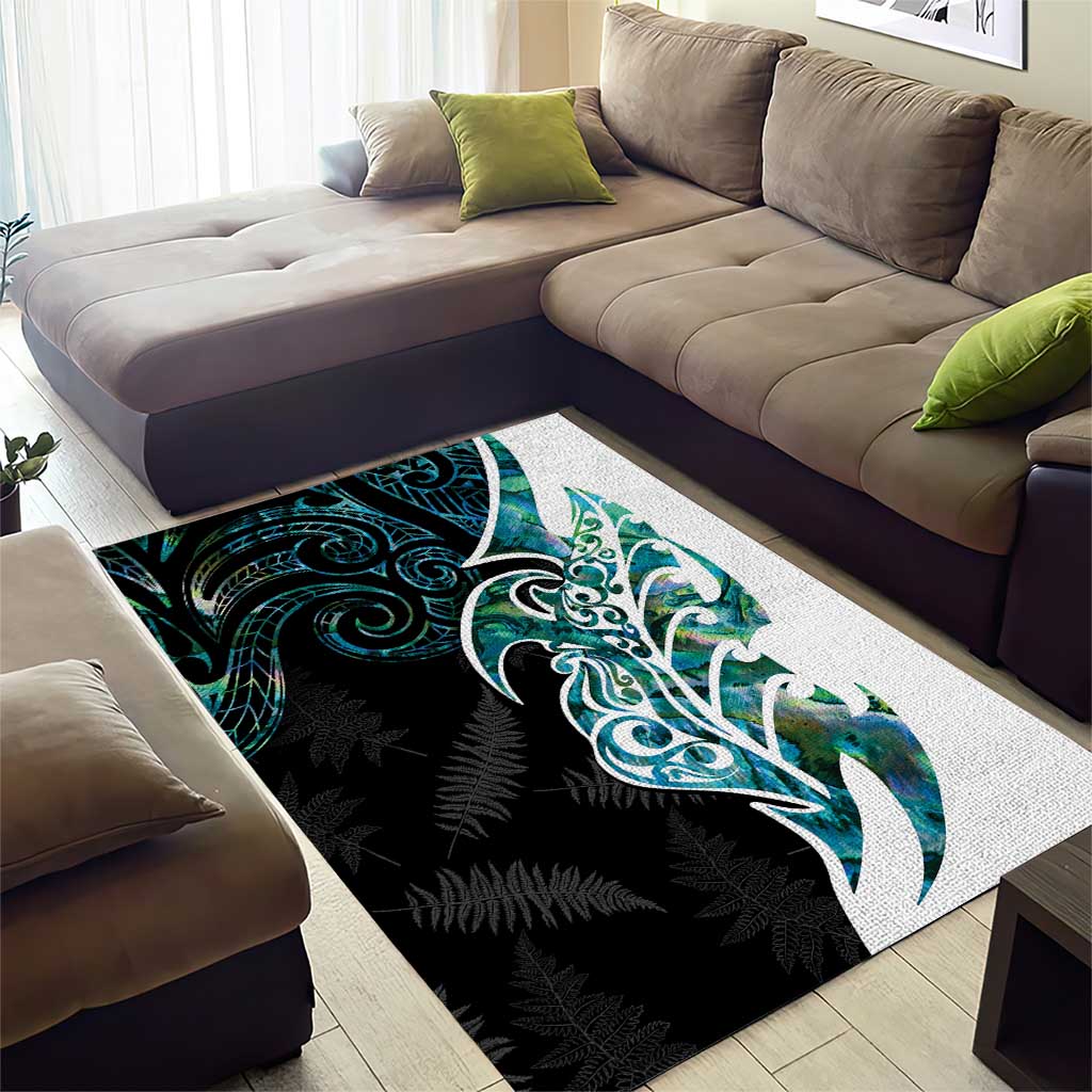 Proud Aotearoa Area Rug Maori Silver Fern Mix Paua Shell Pattern - Vibe Hoodie Shop