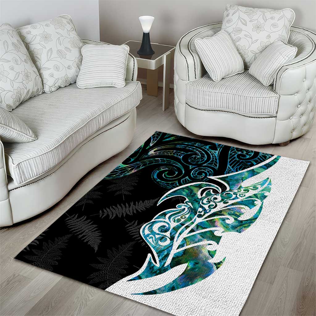 Proud Aotearoa Area Rug Maori Silver Fern Mix Paua Shell Pattern - Vibe Hoodie Shop