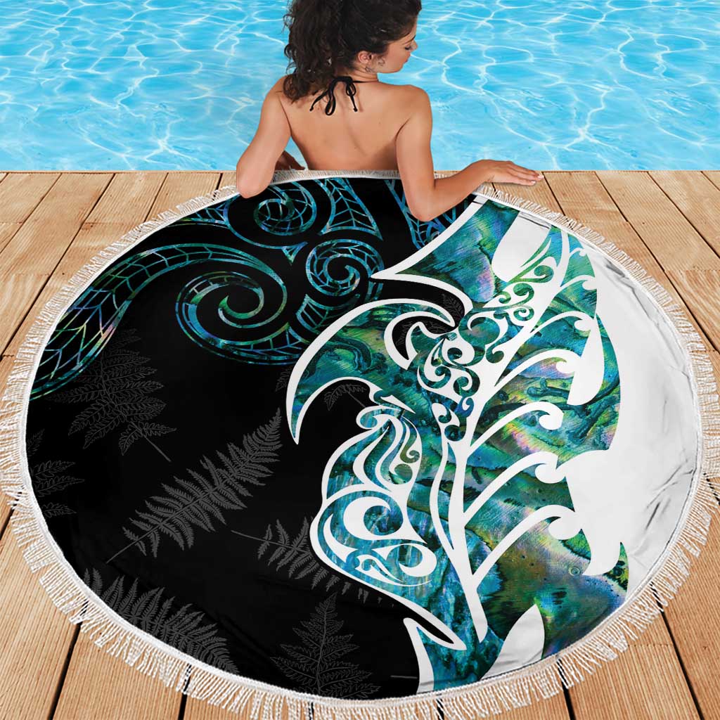 Proud Aotearoa Beach Blanket Maori Silver Fern Mix Paua Shell Pattern