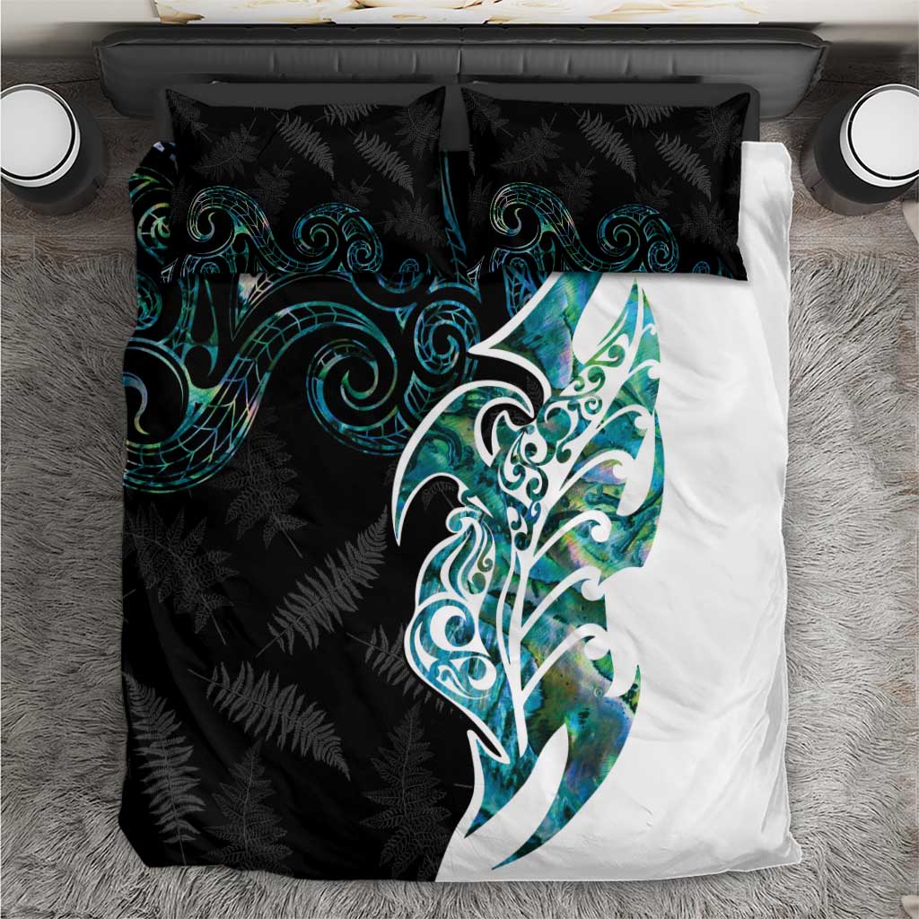 Proud Aotearoa Bedding Set Maori Silver Fern Mix Paua Shell Pattern - Vibe Hoodie Shop