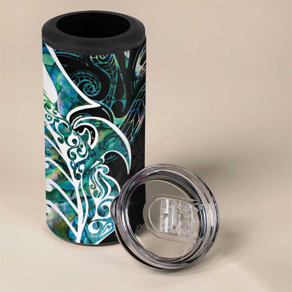 Proud Aotearoa 4 in 1 Can Cooler Tumbler Maori Silver Fern Mix Paua Shell Pattern