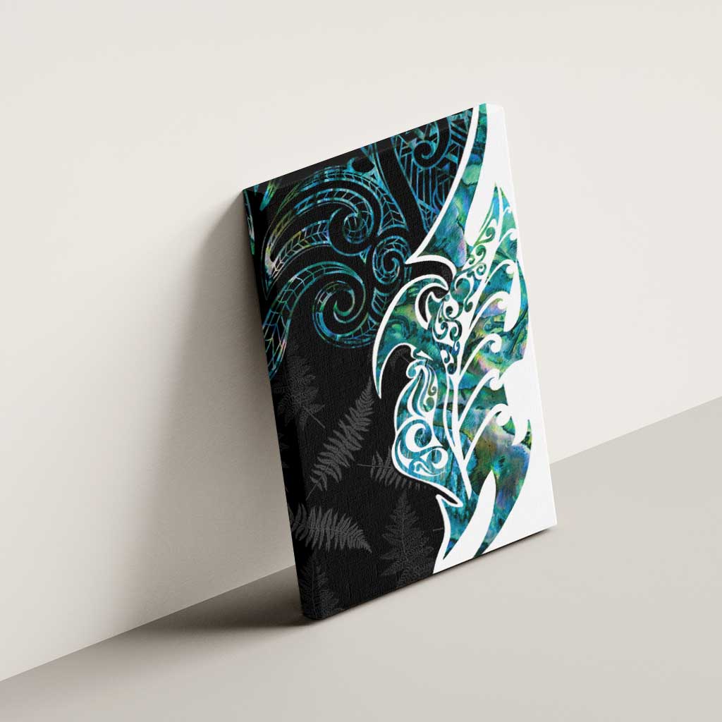 Proud Aotearoa Canvas Wall Art Maori Silver Fern Mix Paua Shell Pattern