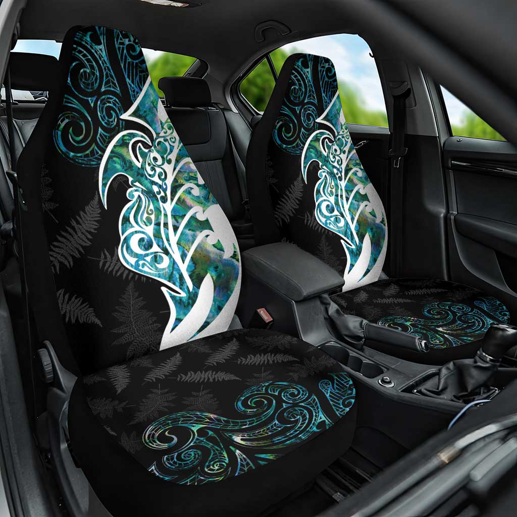 Proud Aotearoa Car Seat Cover Maori Silver Fern Mix Paua Shell Pattern - Vibe Hoodie Shop