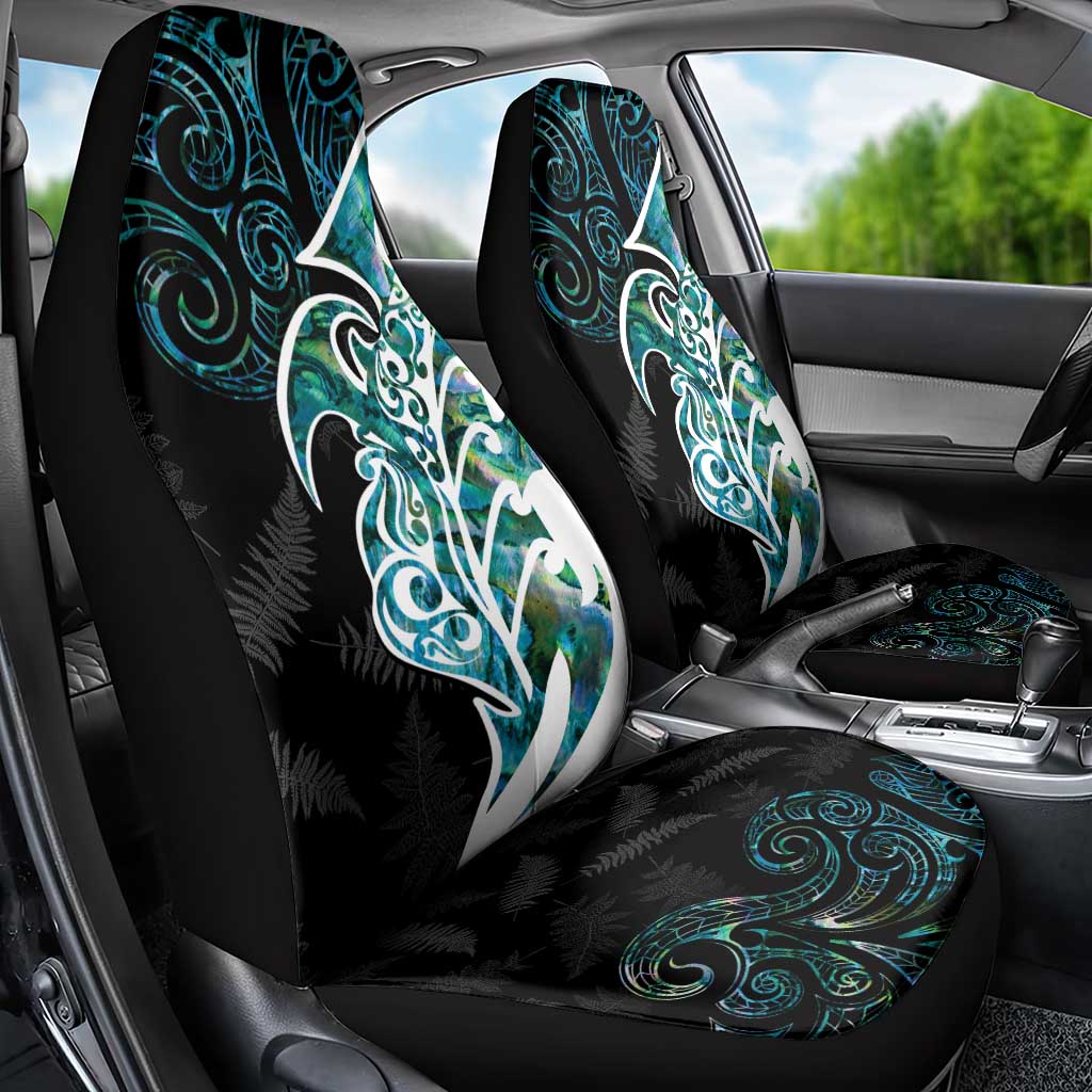 Proud Aotearoa Car Seat Cover Maori Silver Fern Mix Paua Shell Pattern - Vibe Hoodie Shop