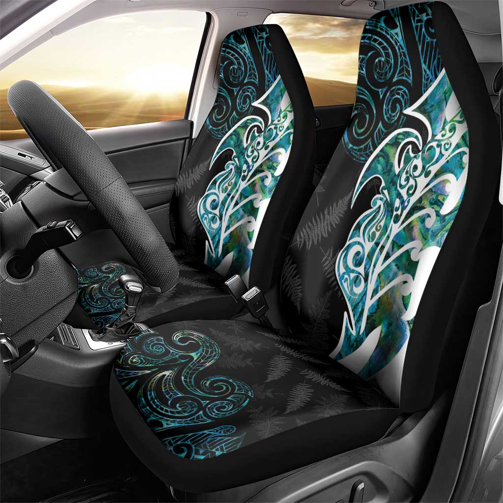 Proud Aotearoa Car Seat Cover Maori Silver Fern Mix Paua Shell Pattern - Vibe Hoodie Shop