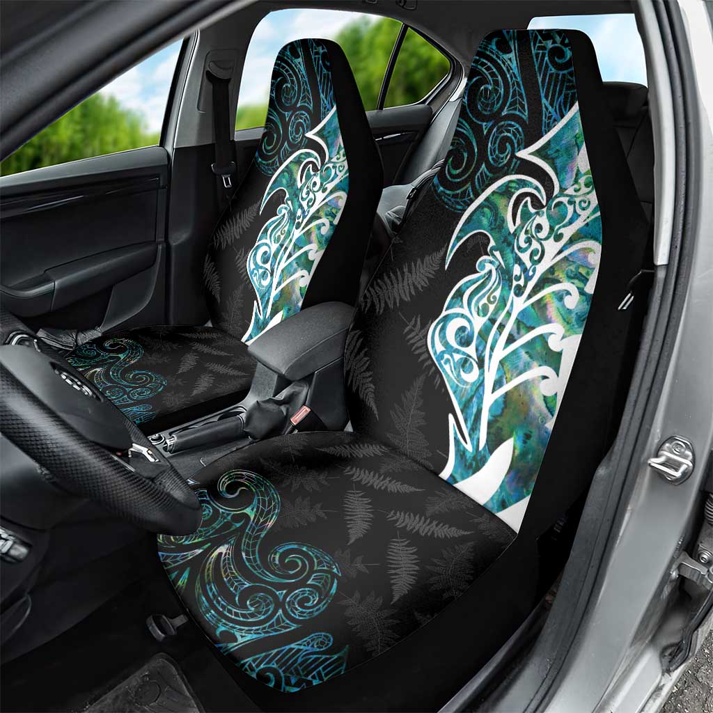 Proud Aotearoa Car Seat Cover Maori Silver Fern Mix Paua Shell Pattern - Vibe Hoodie Shop