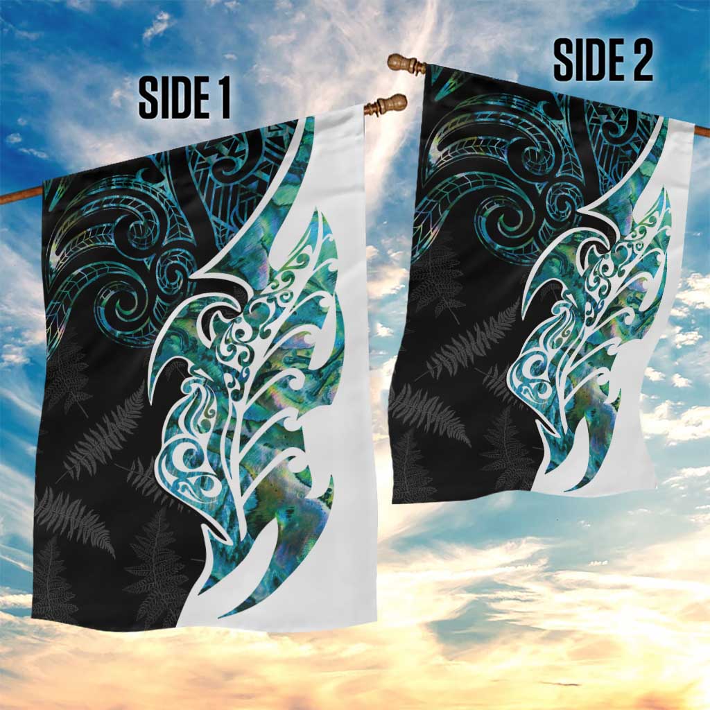 Proud Aotearoa Garden Flag Maori Silver Fern Mix Paua Shell Pattern - Vibe Hoodie Shop