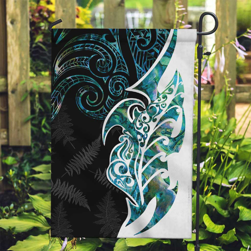 Proud Aotearoa Garden Flag Maori Silver Fern Mix Paua Shell Pattern - Vibe Hoodie Shop