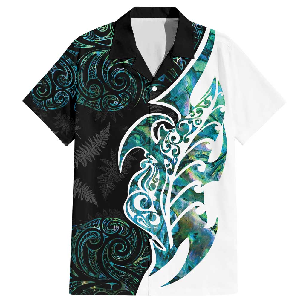 Proud Aotearoa Hawaiian Shirt Maori Silver Fern Mix Paua Shell Pattern - Vibe Hoodie Shop