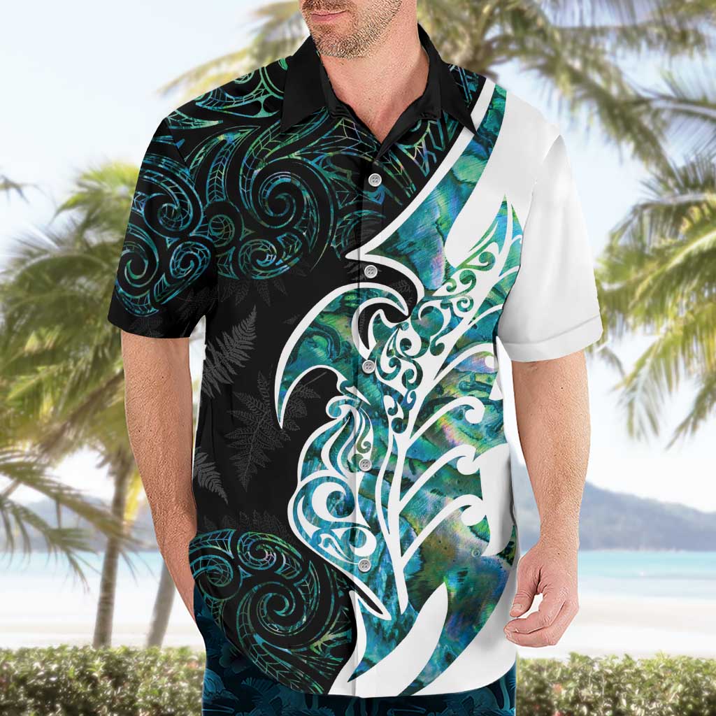 Proud Aotearoa Hawaiian Shirt Maori Silver Fern Mix Paua Shell Pattern - Vibe Hoodie Shop