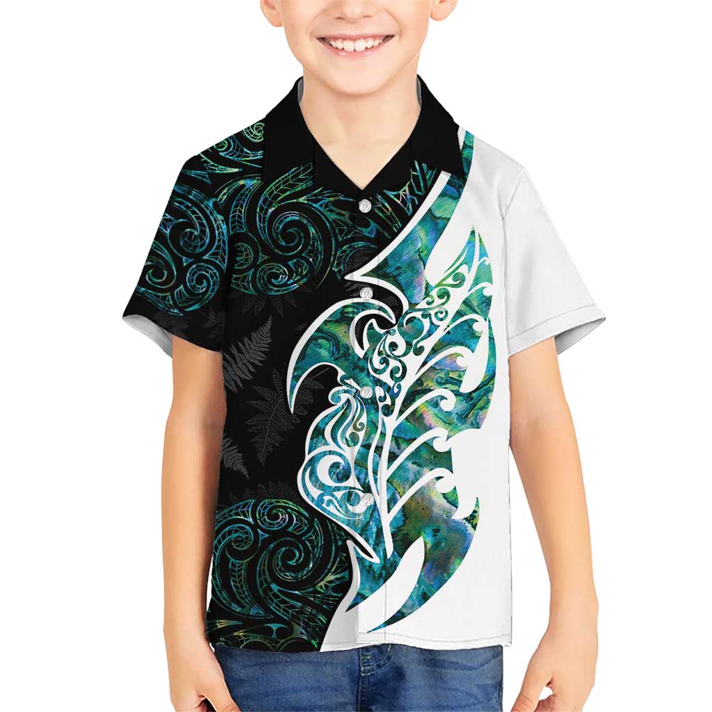 Proud Aotearoa Hawaiian Shirt Maori Silver Fern Mix Paua Shell Pattern - Vibe Hoodie Shop