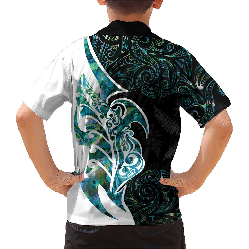 Proud Aotearoa Hawaiian Shirt Maori Silver Fern Mix Paua Shell Pattern - Vibe Hoodie Shop