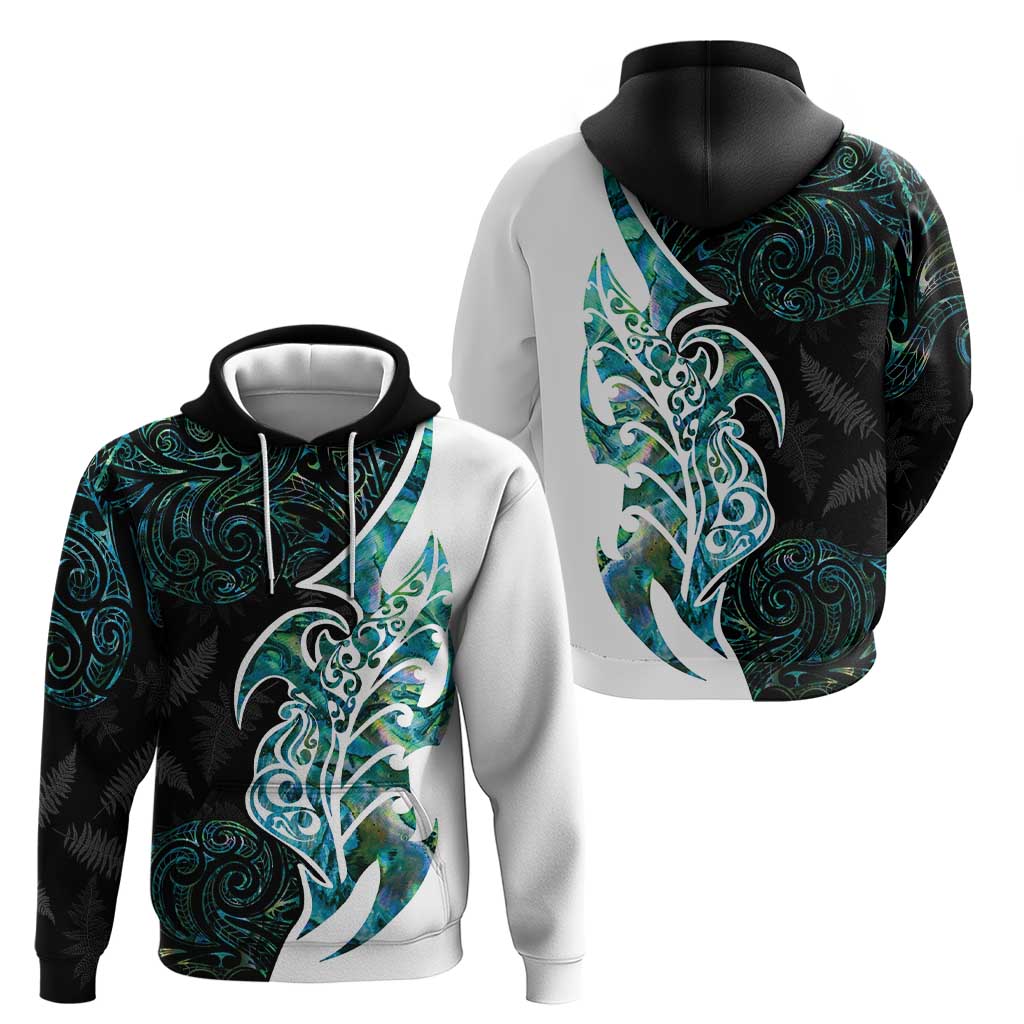 Proud Aotearoa Hoodie Maori Silver Fern Mix Paua Shell Pattern - Vibe Hoodie Shop