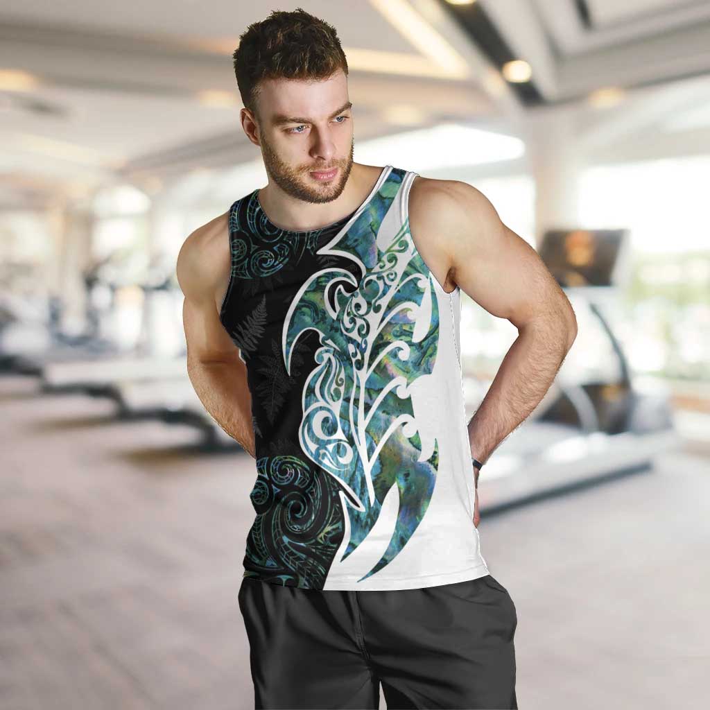 Proud Aotearoa Men Tank Top Maori Silver Fern Mix Paua Shell Pattern - Vibe Hoodie Shop