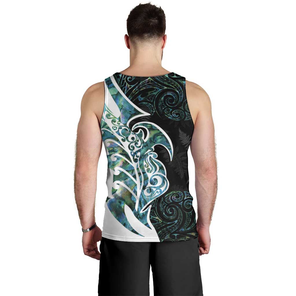 Proud Aotearoa Men Tank Top Maori Silver Fern Mix Paua Shell Pattern - Vibe Hoodie Shop