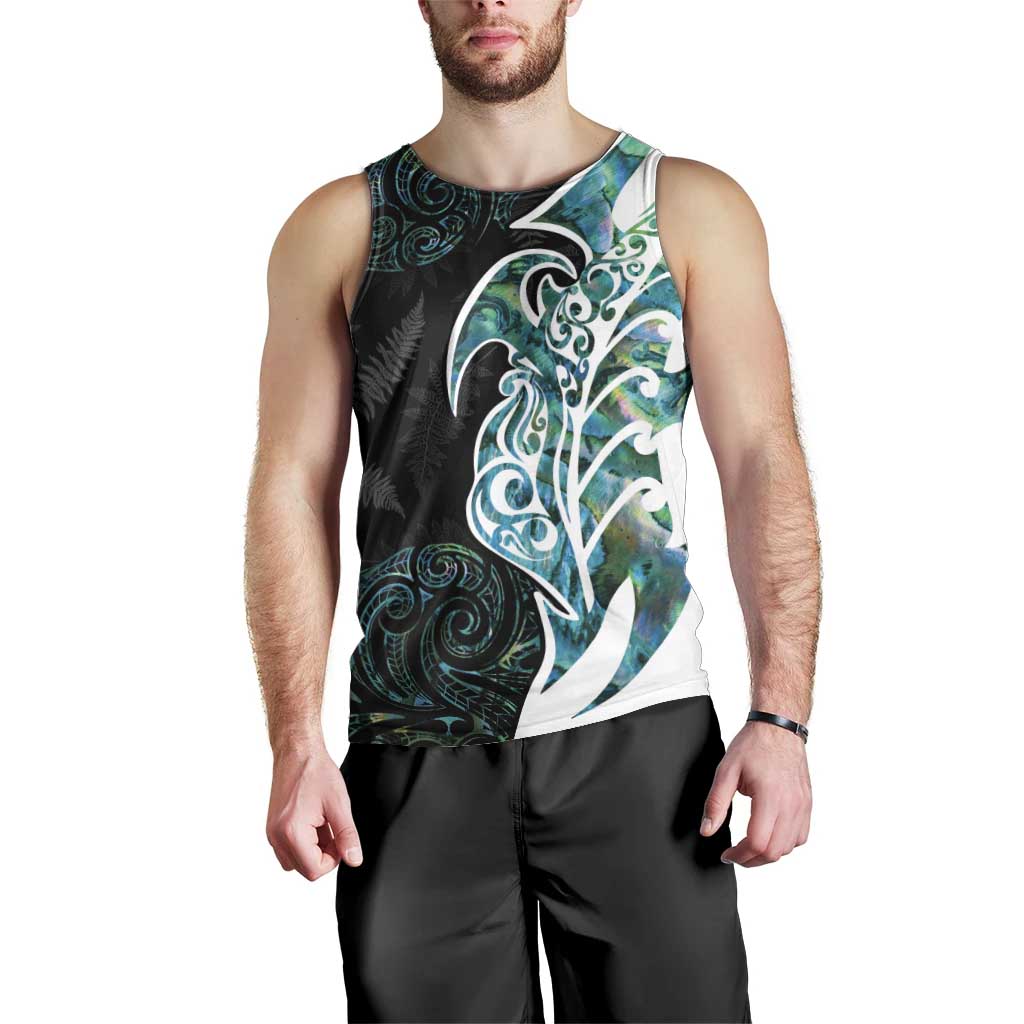 Proud Aotearoa Men Tank Top Maori Silver Fern Mix Paua Shell Pattern - Vibe Hoodie Shop