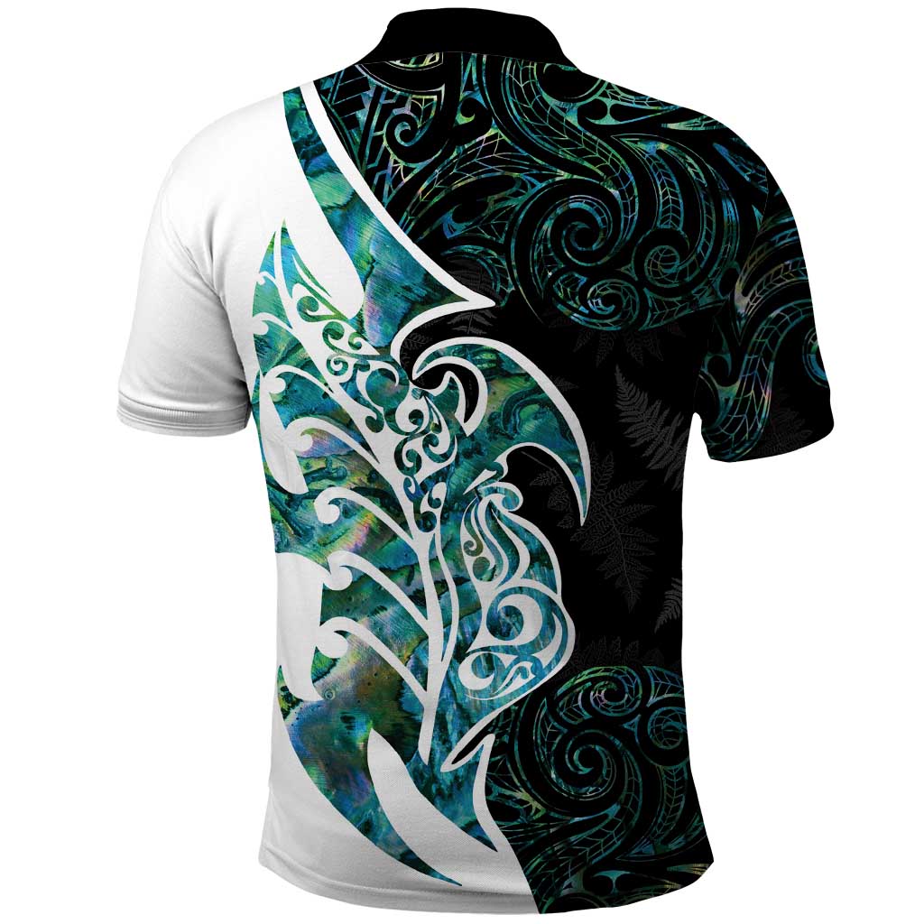 Proud Aotearoa Polo Shirt Maori Silver Fern Mix Paua Shell Pattern - Vibe Hoodie Shop