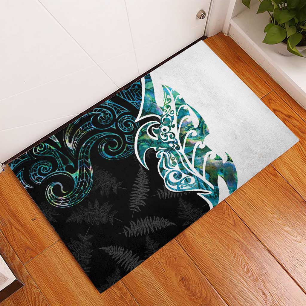 Proud Aotearoa Rubber Doormat Maori Silver Fern Mix Paua Shell Pattern