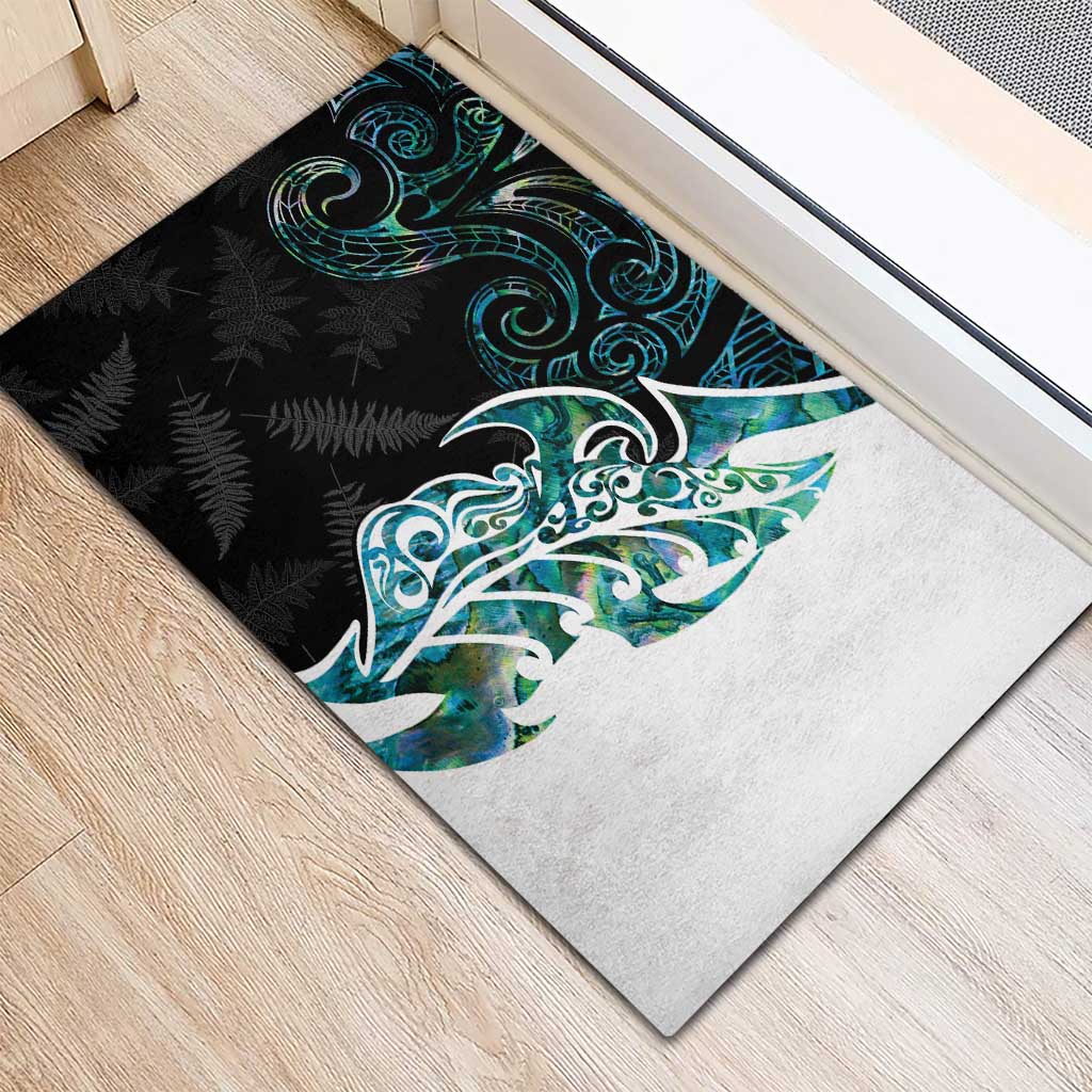 Proud Aotearoa Rubber Doormat Maori Silver Fern Mix Paua Shell Pattern