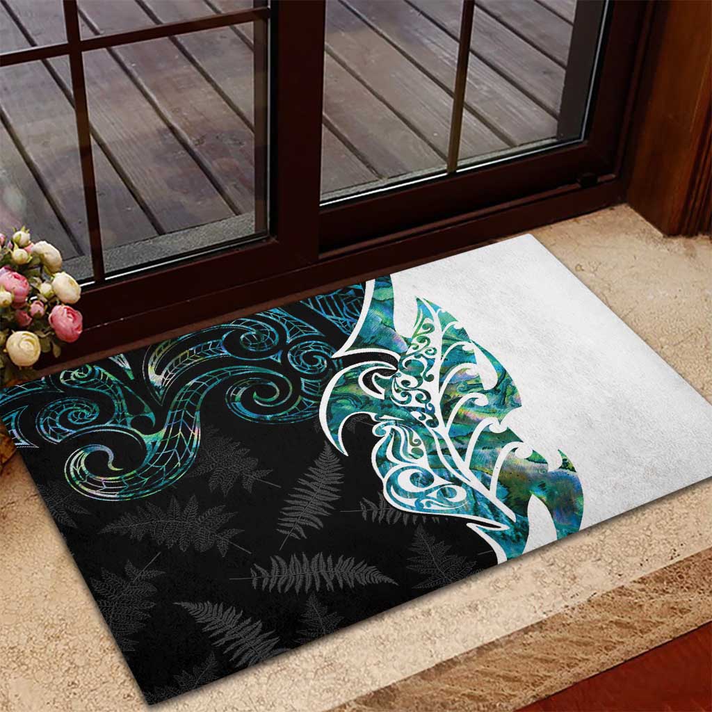 Proud Aotearoa Rubber Doormat Maori Silver Fern Mix Paua Shell Pattern