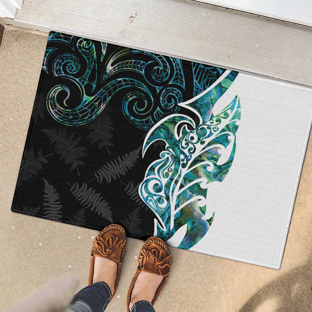 Proud Aotearoa Rubber Doormat Maori Silver Fern Mix Paua Shell Pattern