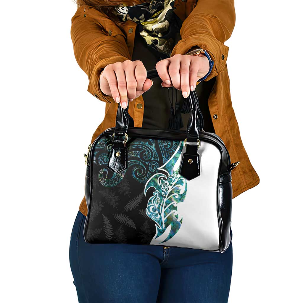 Proud Aotearoa Shoulder Handbag Maori Silver Fern Mix Paua Shell Pattern - Vibe Hoodie Shop