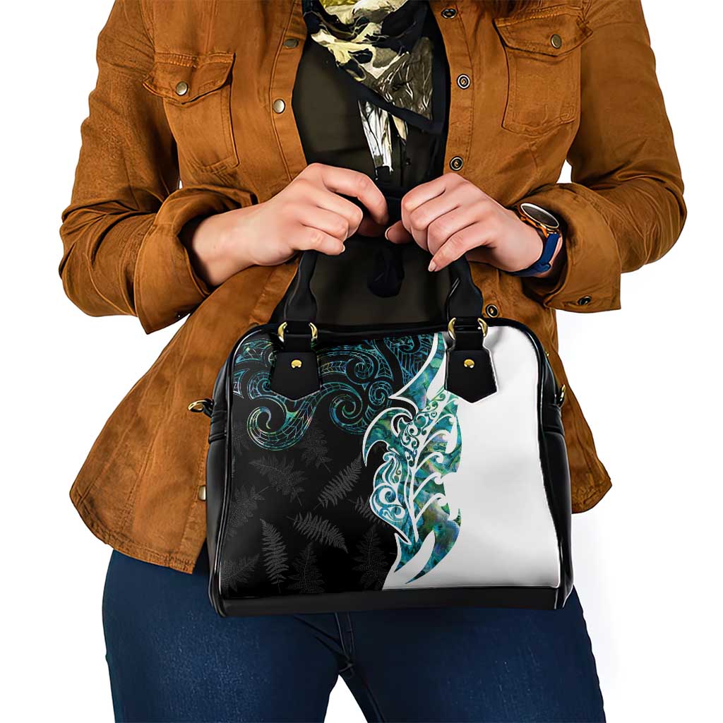 Proud Aotearoa Shoulder Handbag Maori Silver Fern Mix Paua Shell Pattern - Vibe Hoodie Shop