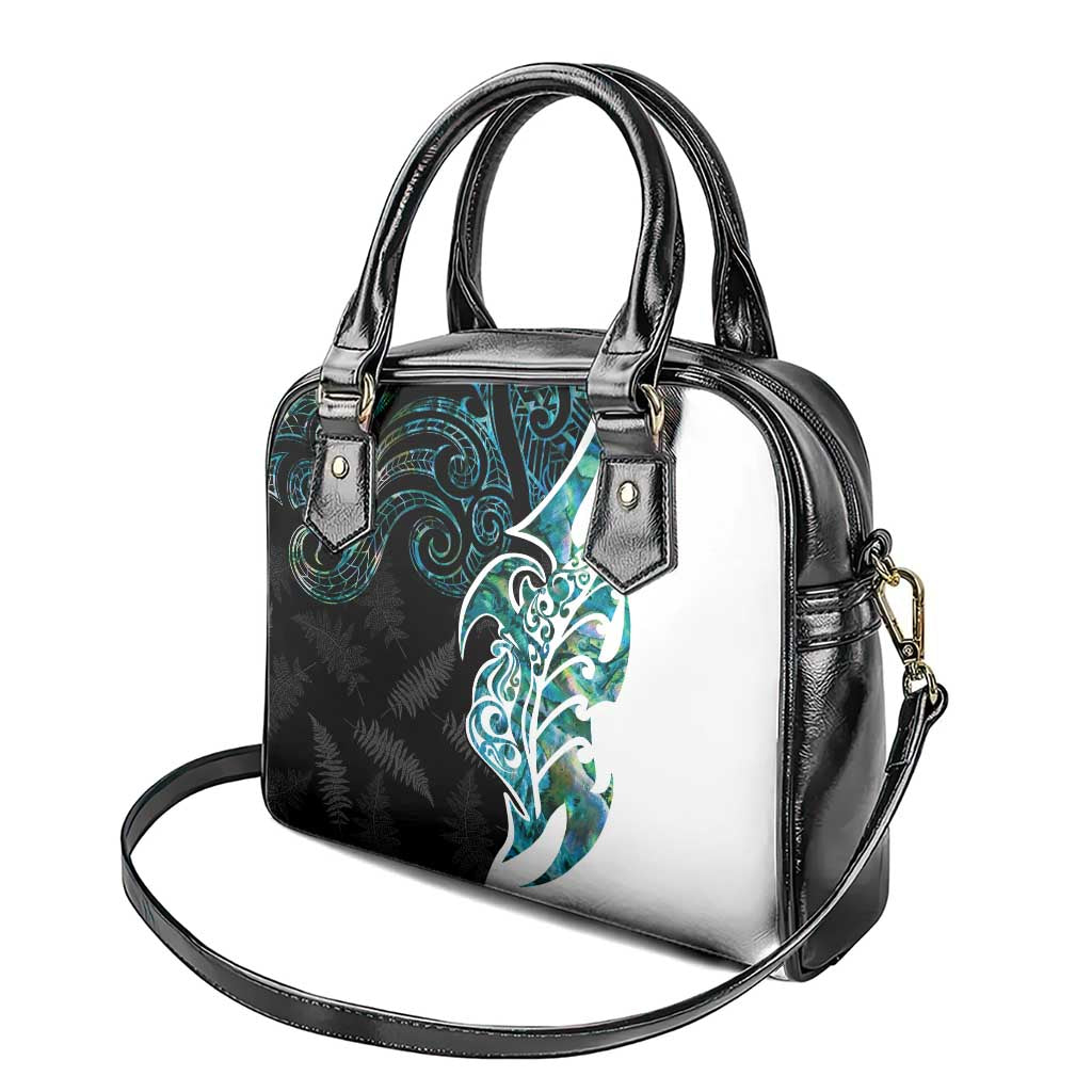 Proud Aotearoa Shoulder Handbag Maori Silver Fern Mix Paua Shell Pattern - Vibe Hoodie Shop