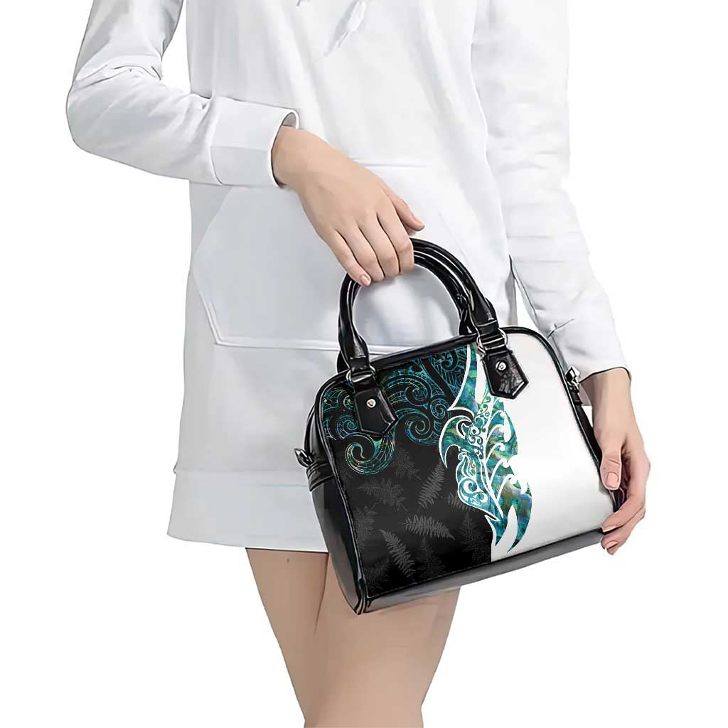 Proud Aotearoa Shoulder Handbag Maori Silver Fern Mix Paua Shell Pattern - Vibe Hoodie Shop