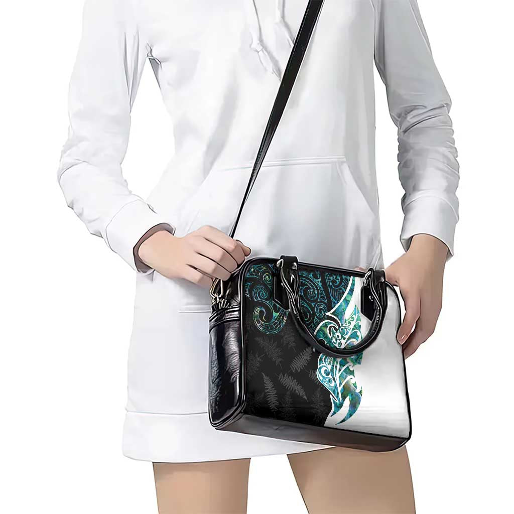 Proud Aotearoa Shoulder Handbag Maori Silver Fern Mix Paua Shell Pattern - Vibe Hoodie Shop