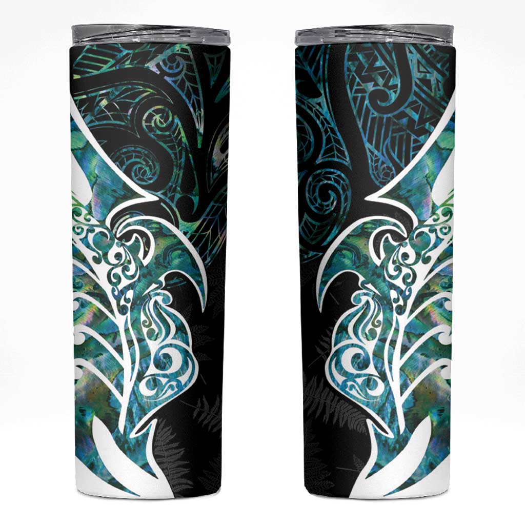 Proud Aotearoa Skinny Tumbler Maori Silver Fern Mix Paua Shell Pattern